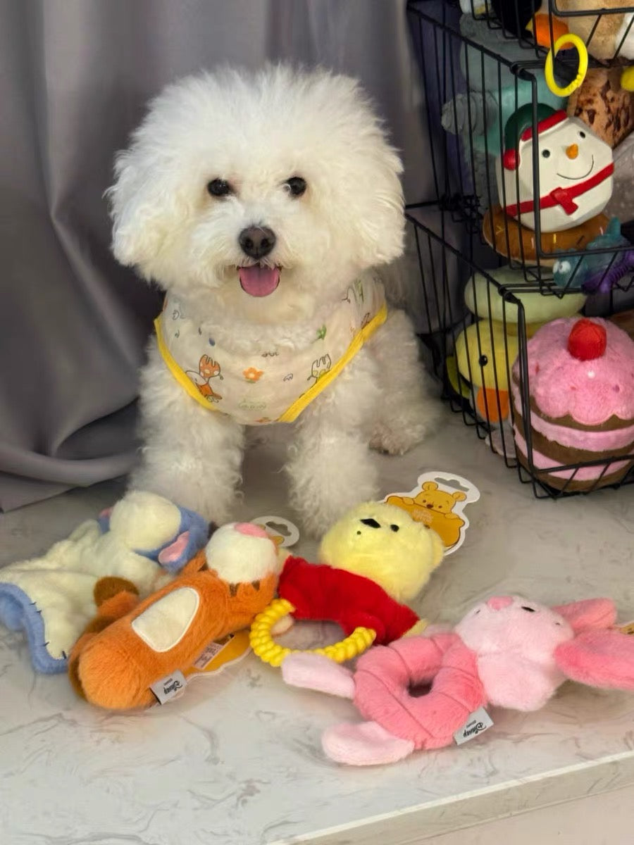 Winnie the Pooh Dog Tug Toy – Plush Chew Ring | Cute Squeaky Pull Toy for Dogs