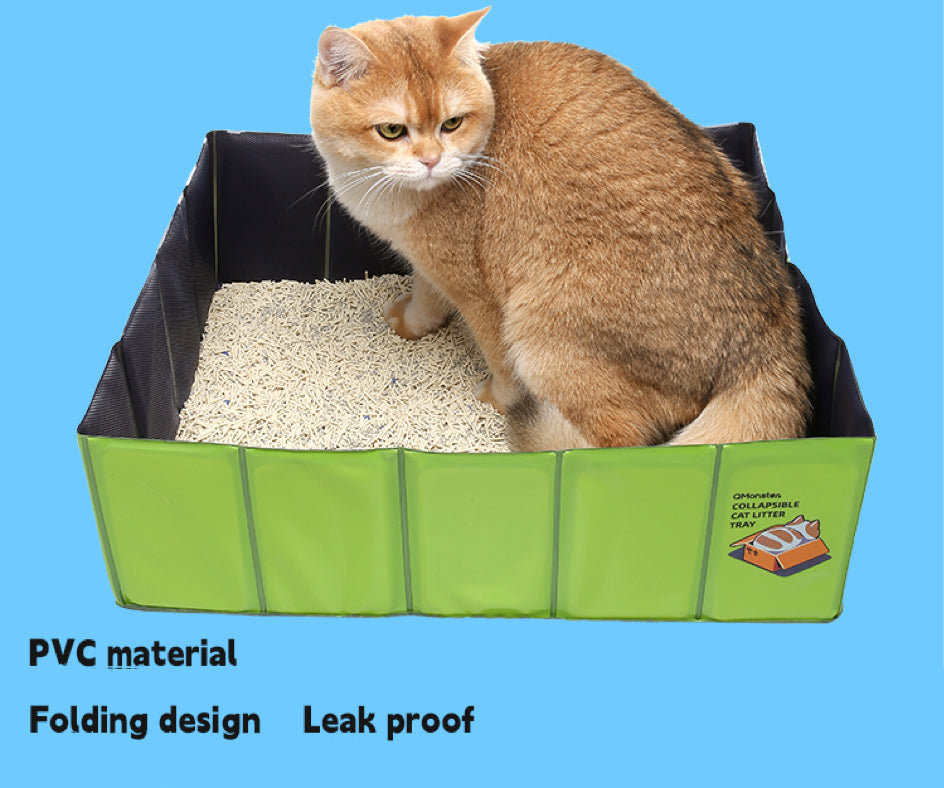 Portable Foldable Cat Litter Tray – Leak-Proof, Odor-Resistant & Travel-Friendly 🐾