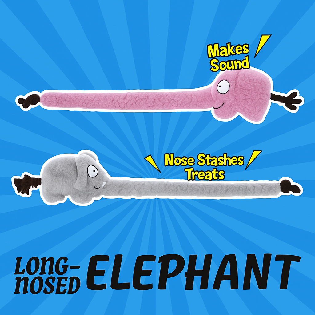 Long-Nosed Elephant Dog Toy – Interactive Plush with Treat Stash & Squeak