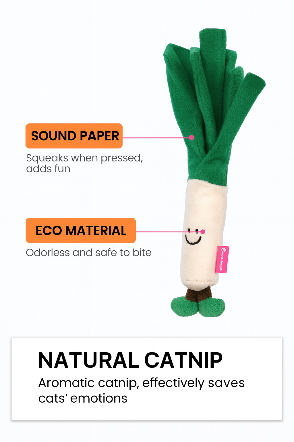 Cat Vegetable Plush Toy – Leek Design with Catnip