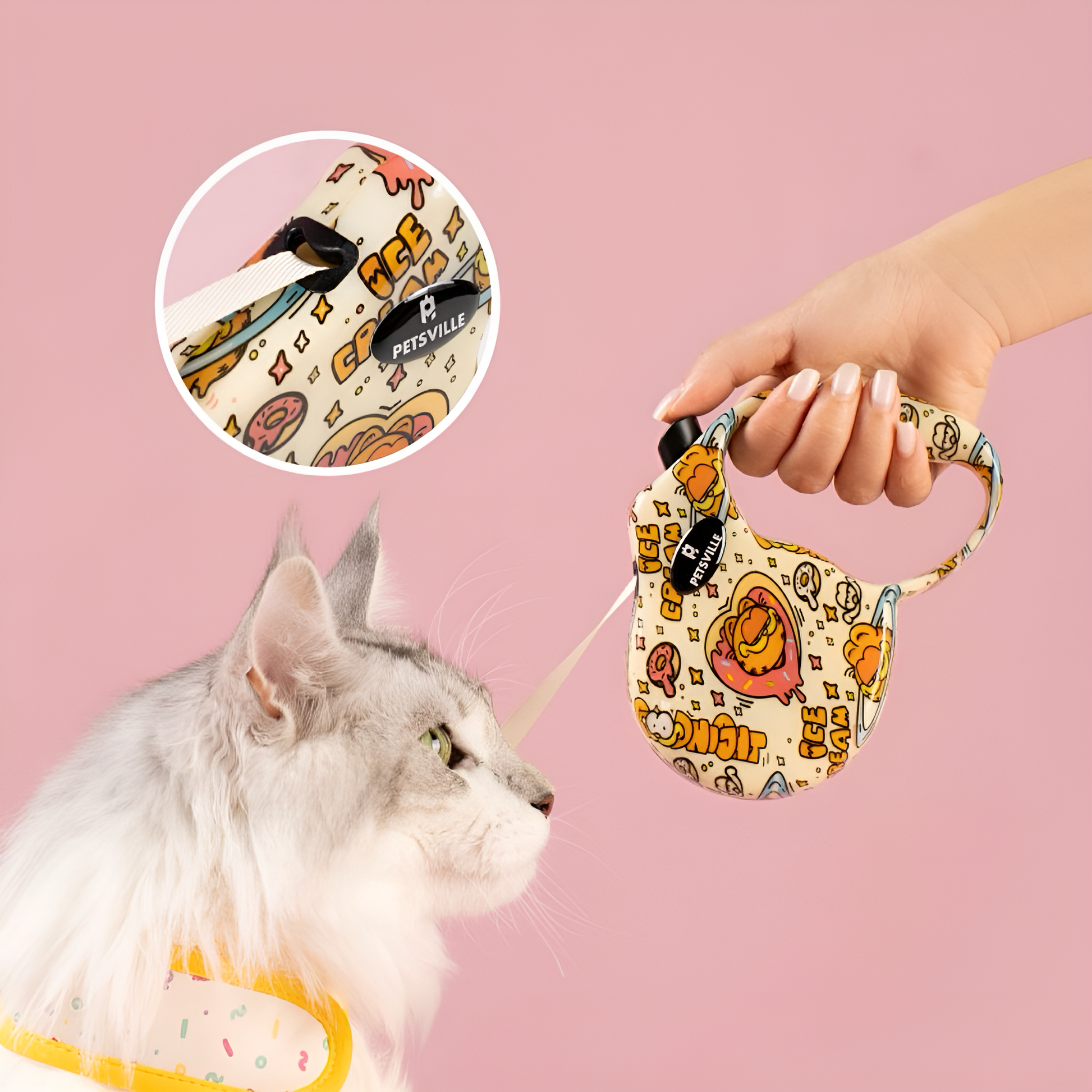 π Pink Garfield Cherry Retractable Leash β Sweet, Stylish & Safe! πΎ