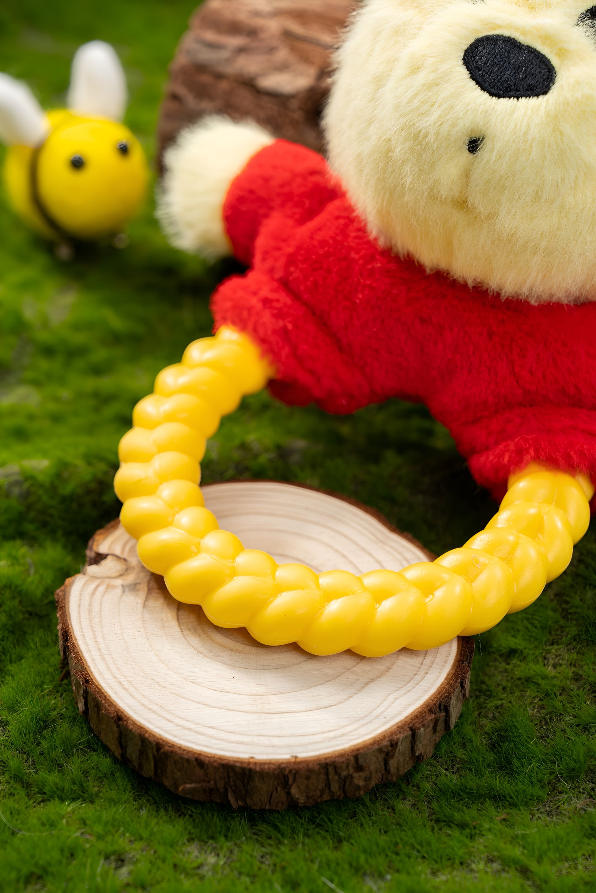 Winnie the Pooh Dog Tug Toy – Plush Chew Ring | Cute Squeaky Pull Toy for Dogs