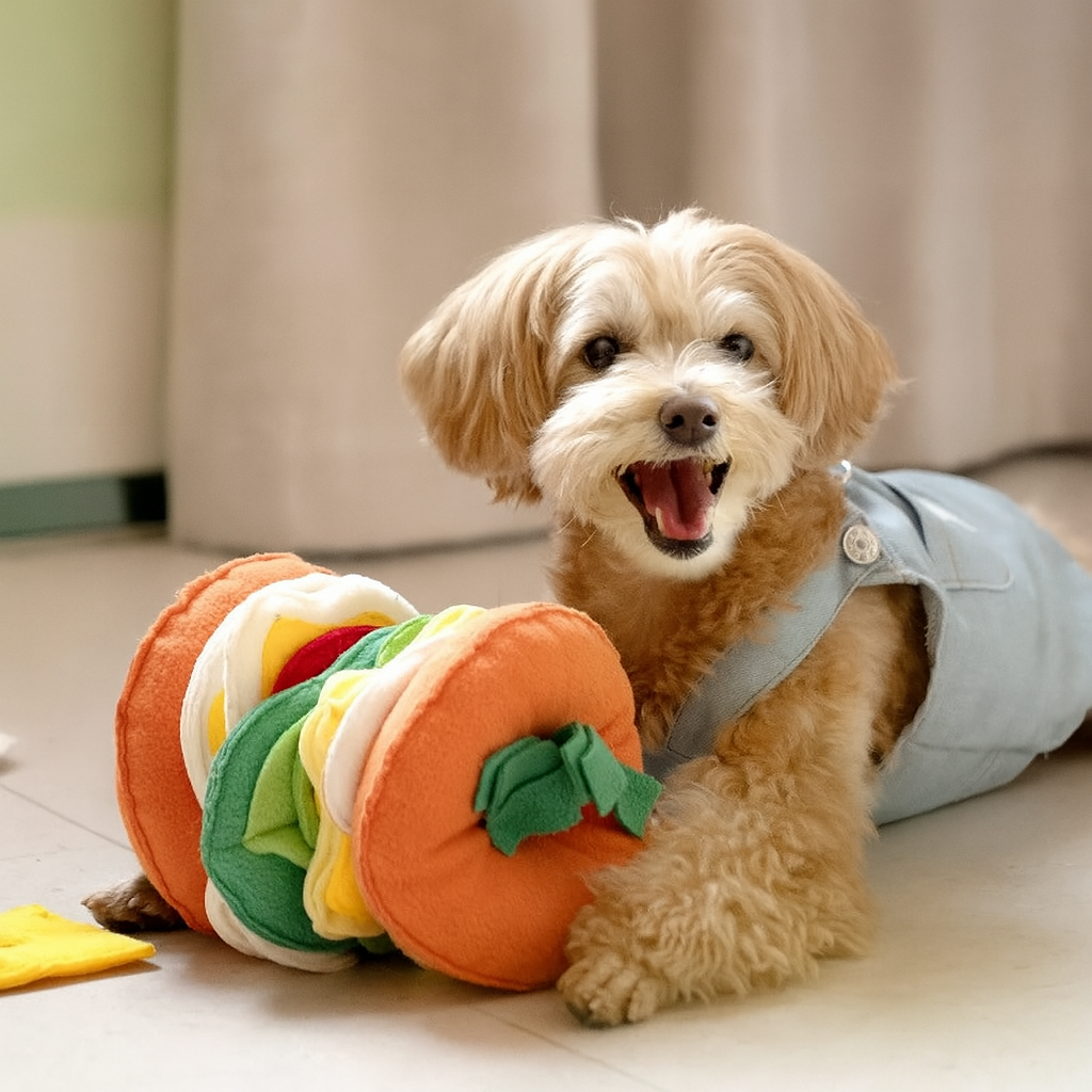 Burger Snuffle Toy – Multi-Layer Puzzle for Smart Dogs