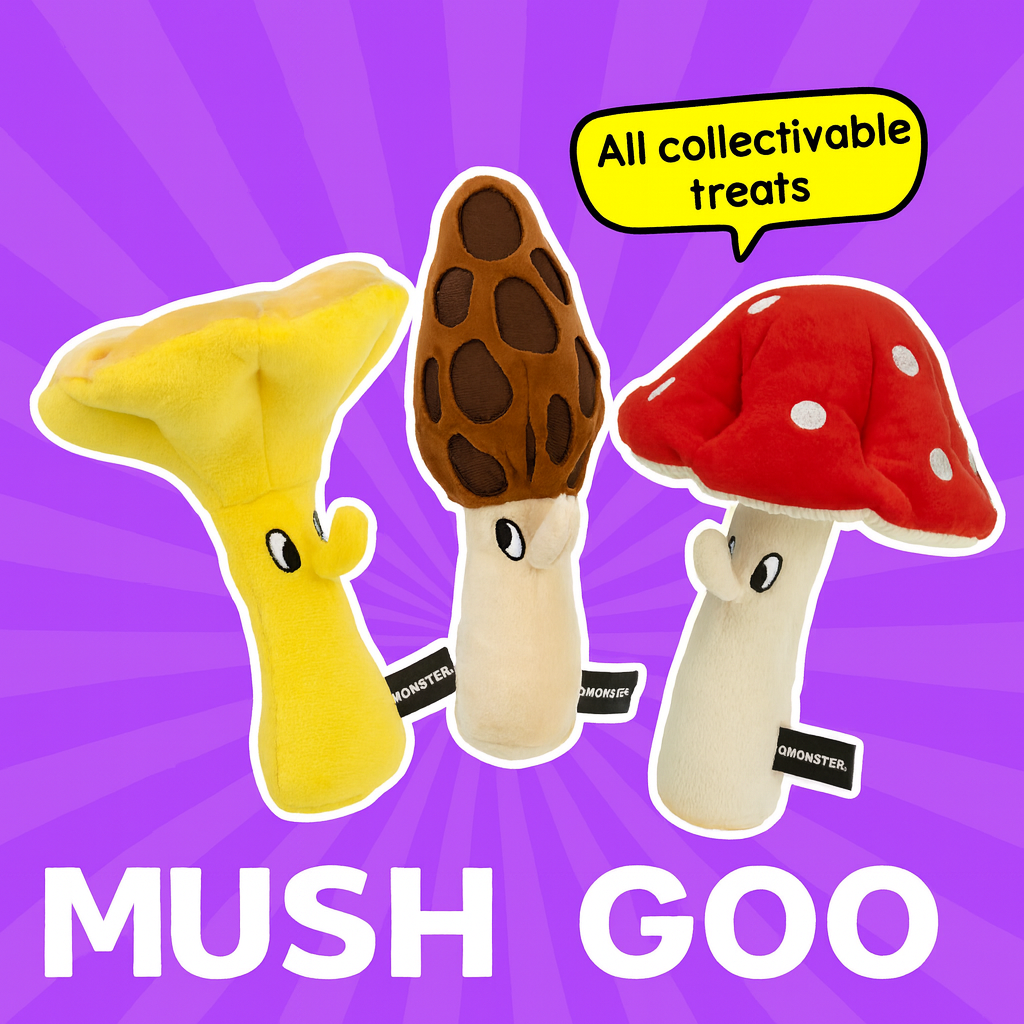 🍄 Yellow Mushroom Treat Toy – Hide, Squeak & Play