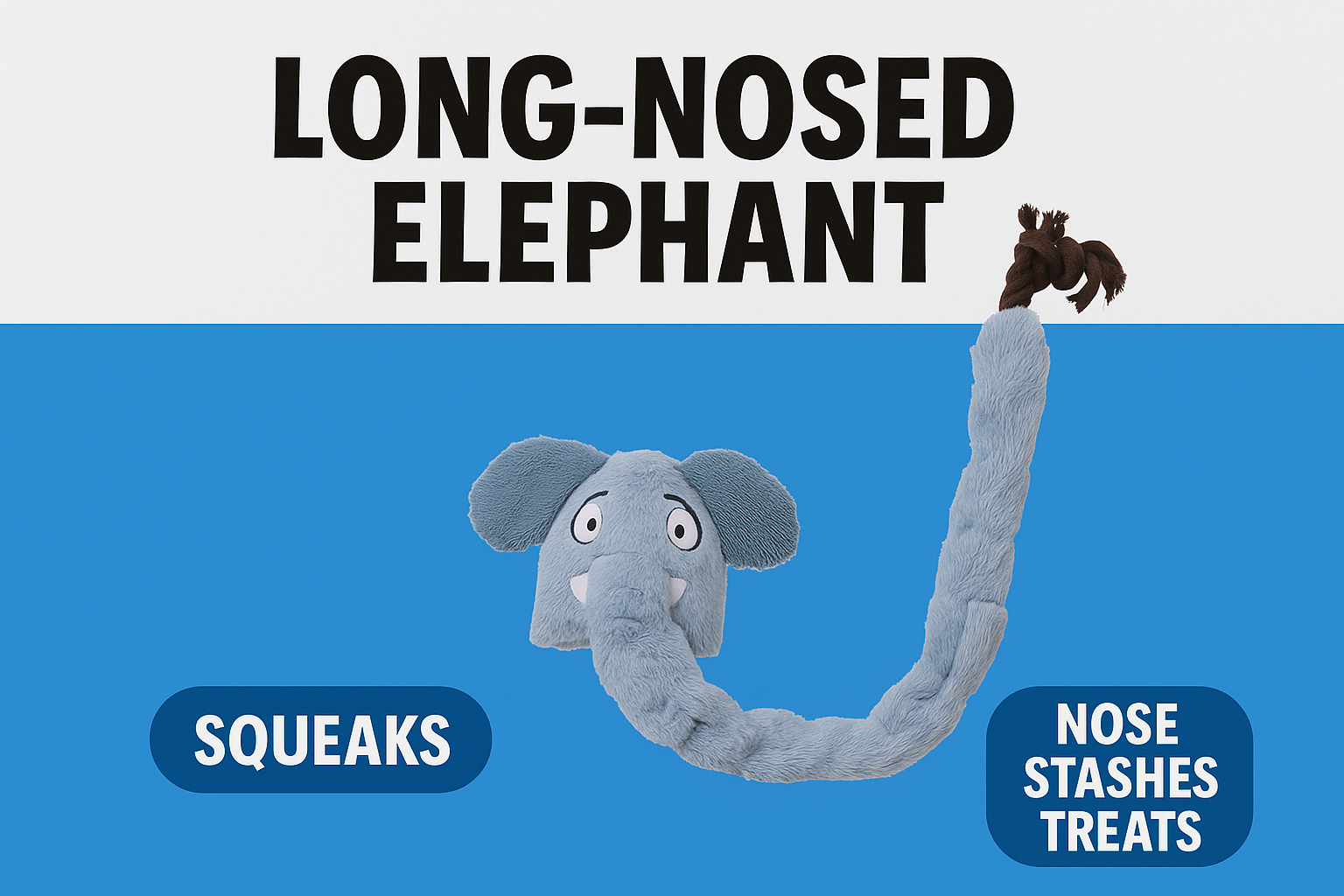 Long-Nosed Elephant Dog Toy – Interactive Plush with Treat Stash & Squeak