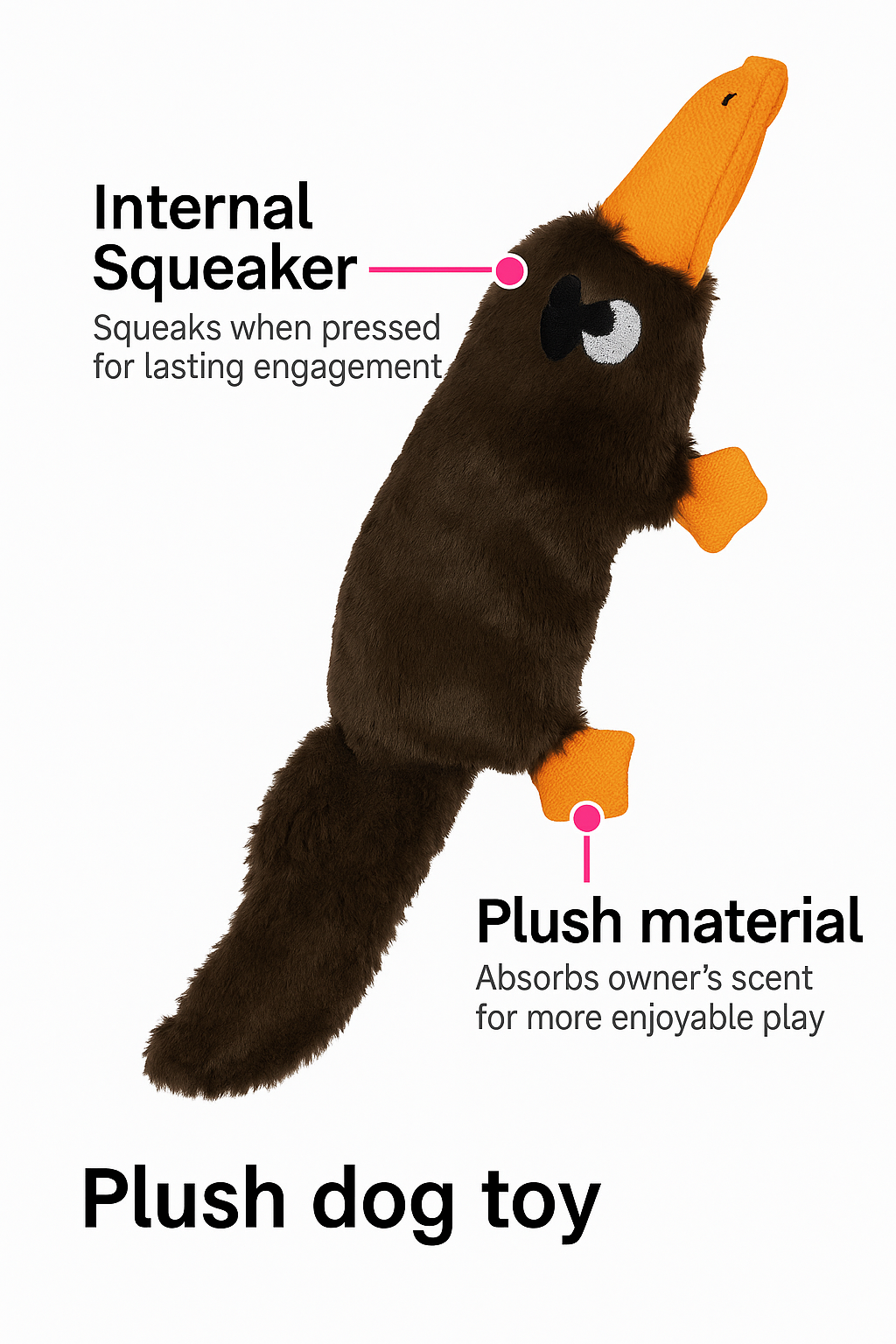 Plush Platypus Dog Toy – Squeaky, Soft & Fun!