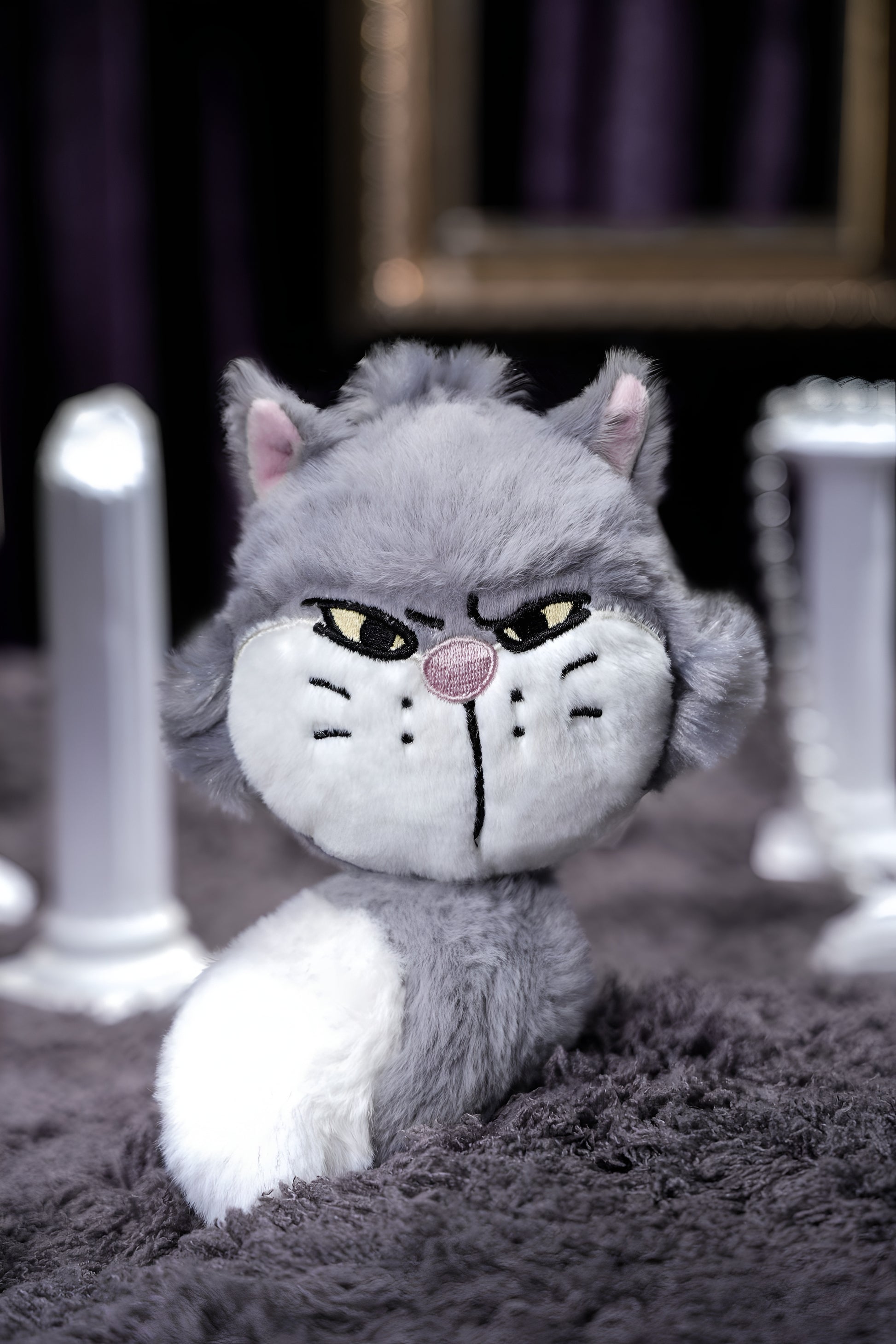Tough Grey Cat Plush Toy