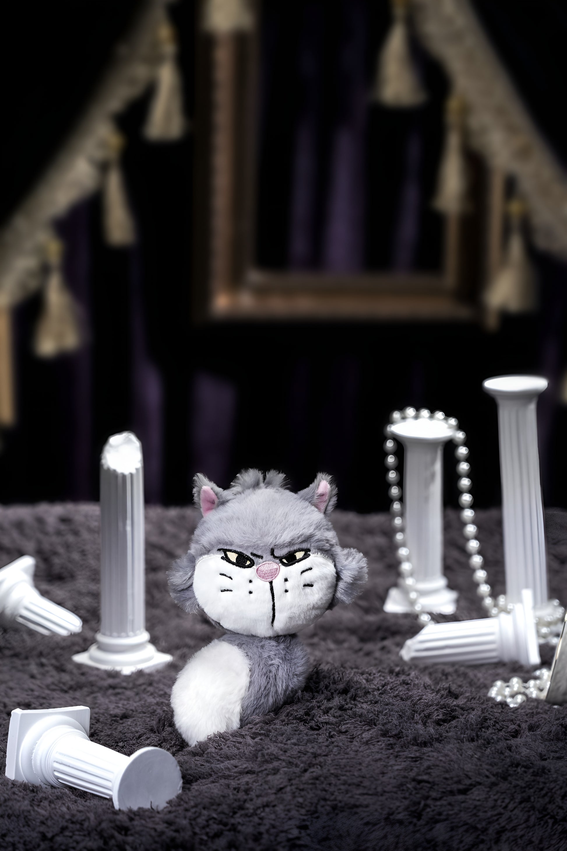 Tough Grey Cat Plush Toy