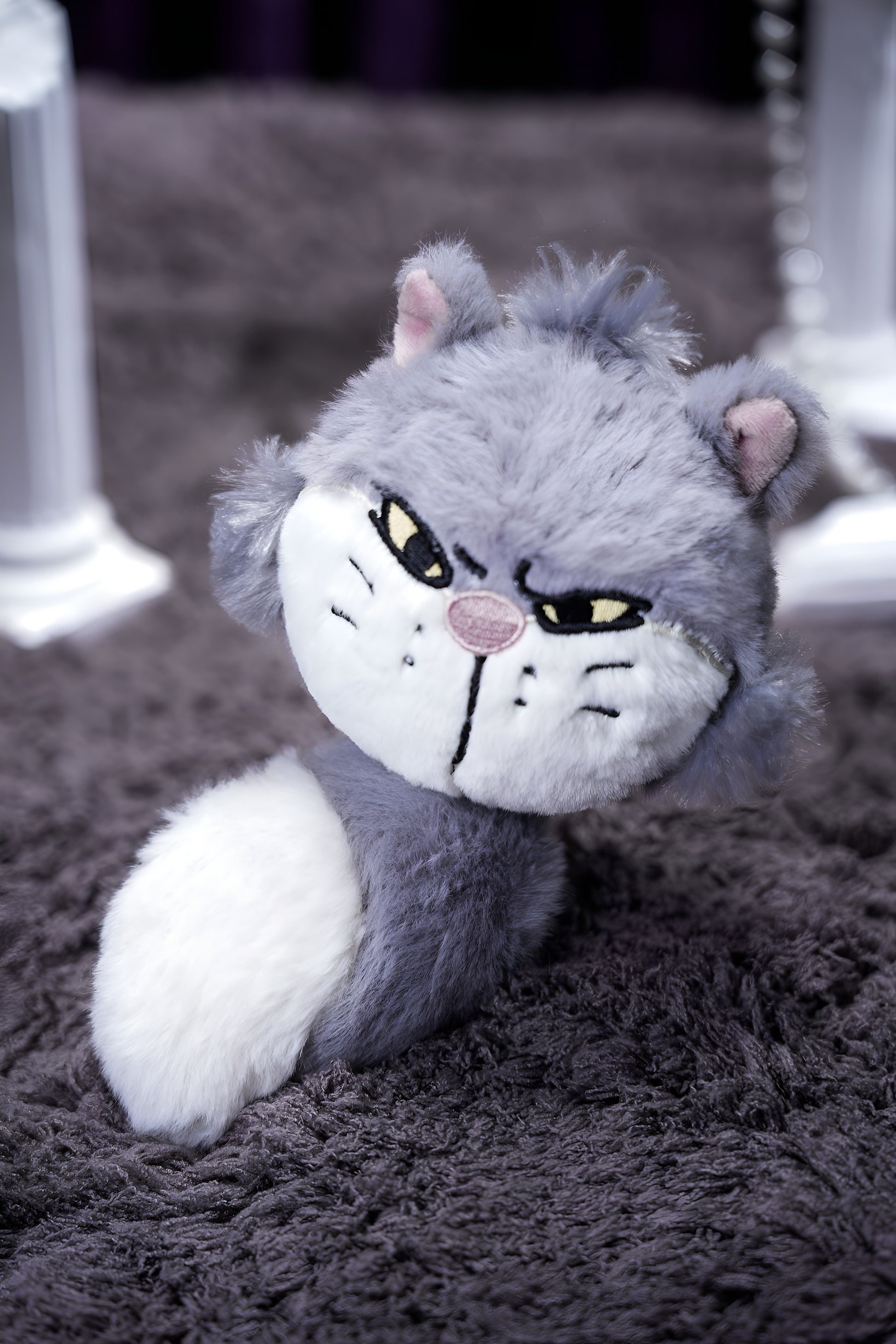 Tough Grey Cat Plush Toy