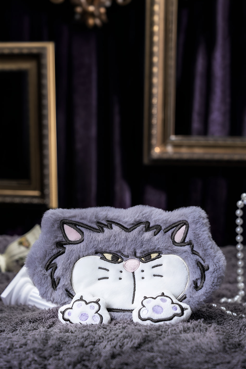 Grumpy Grey Cat Face Crinkle Toy! 😾🐱