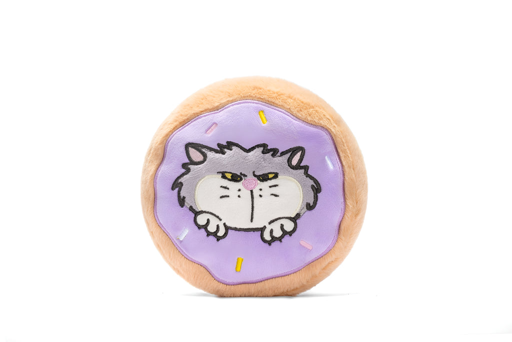 Grey Cat Donut Plush Toy