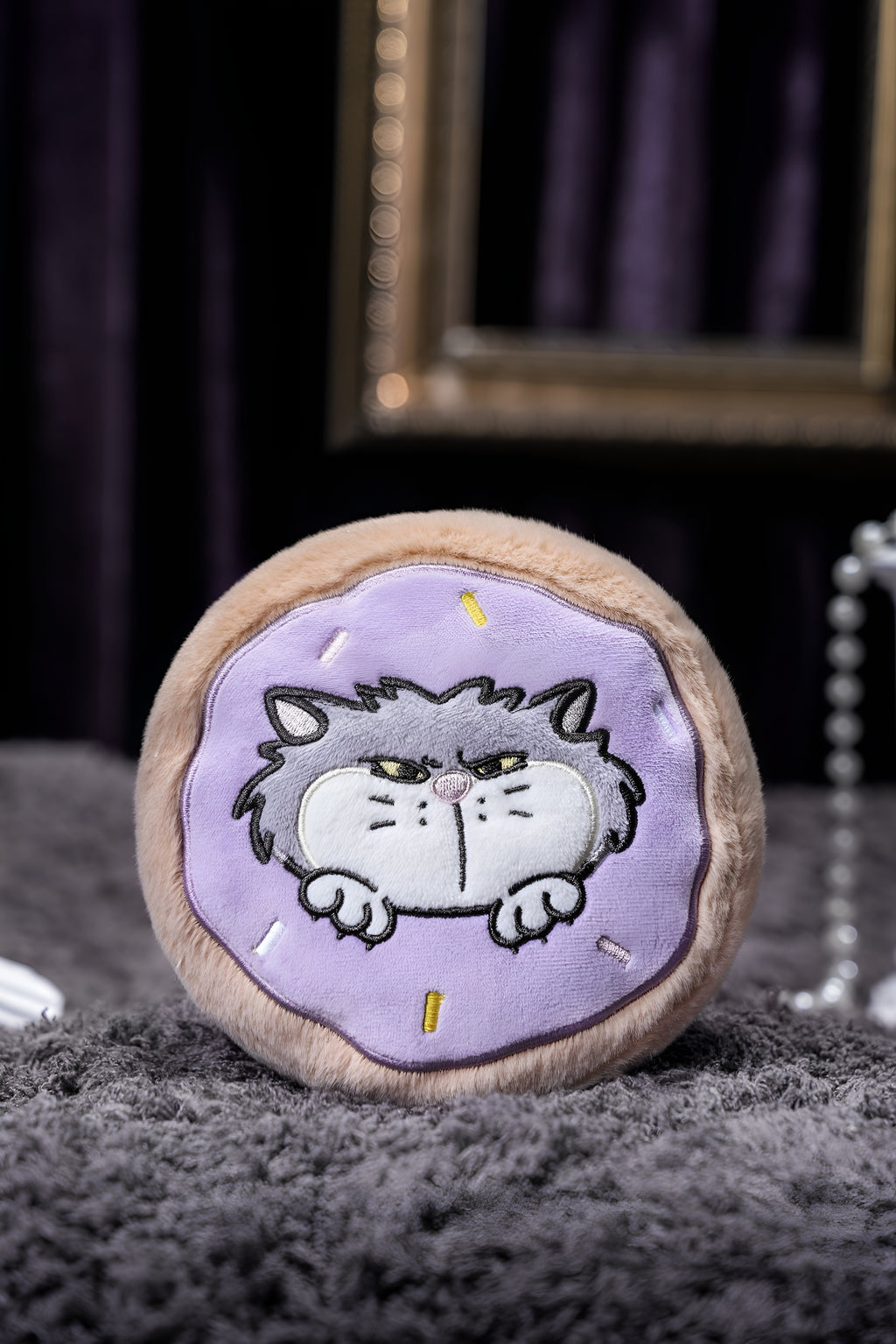 Grey Cat Donut Plush Toy