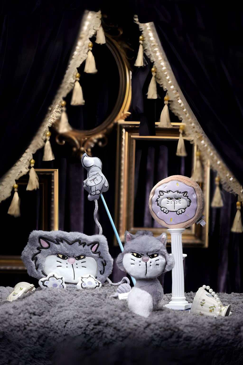 Grumpy Grey Cat Face Crinkle Toy! 😾🐱