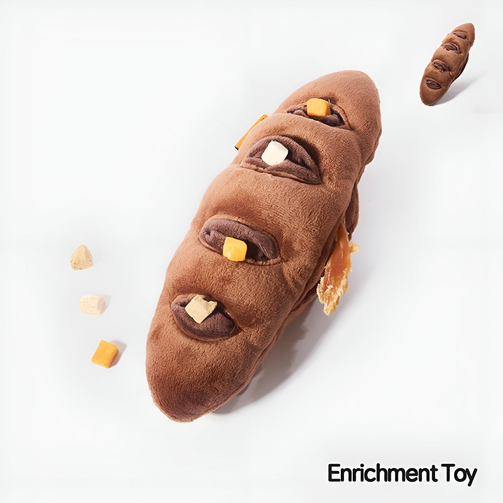 🥖 Baguette Enrichment Toy – Soft, Crinkly & Full of Surprise! 🐾