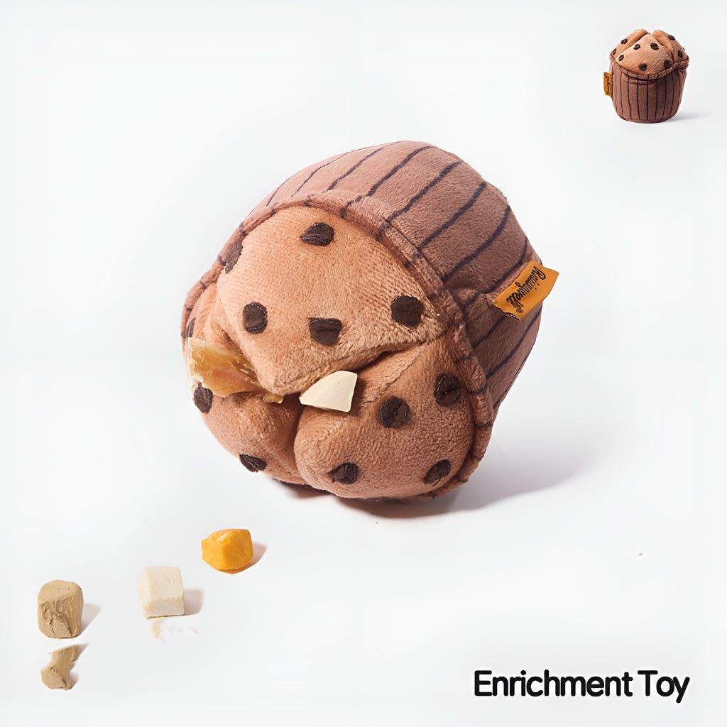 🧁 Chocolate Muffin Enrichment Toy – Sweet Snuffles & Playful Pockets! 🐾