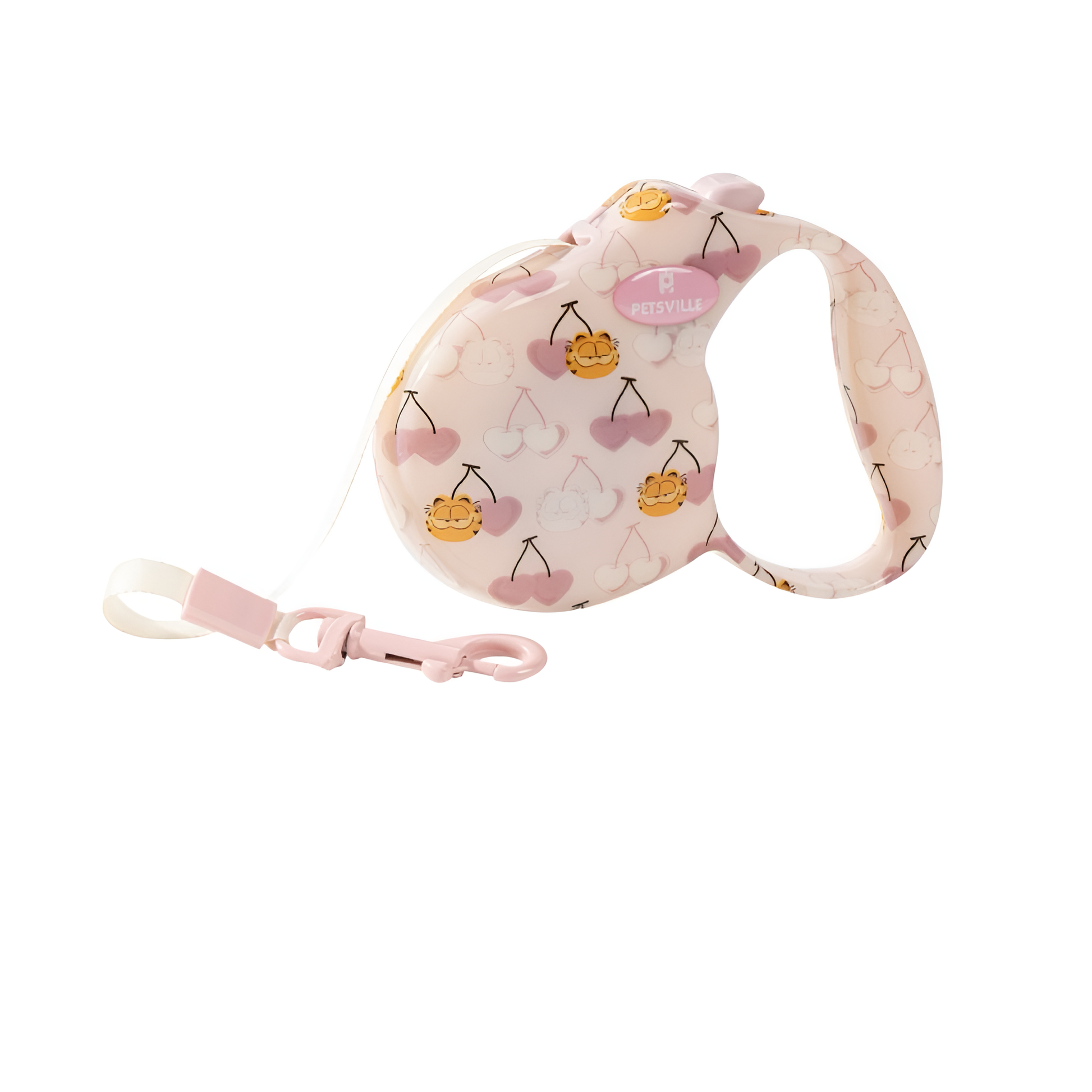 🍒 Pink Garfield Cherry Retractable Leash – Sweet, Stylish &amp; Safe! 🐾