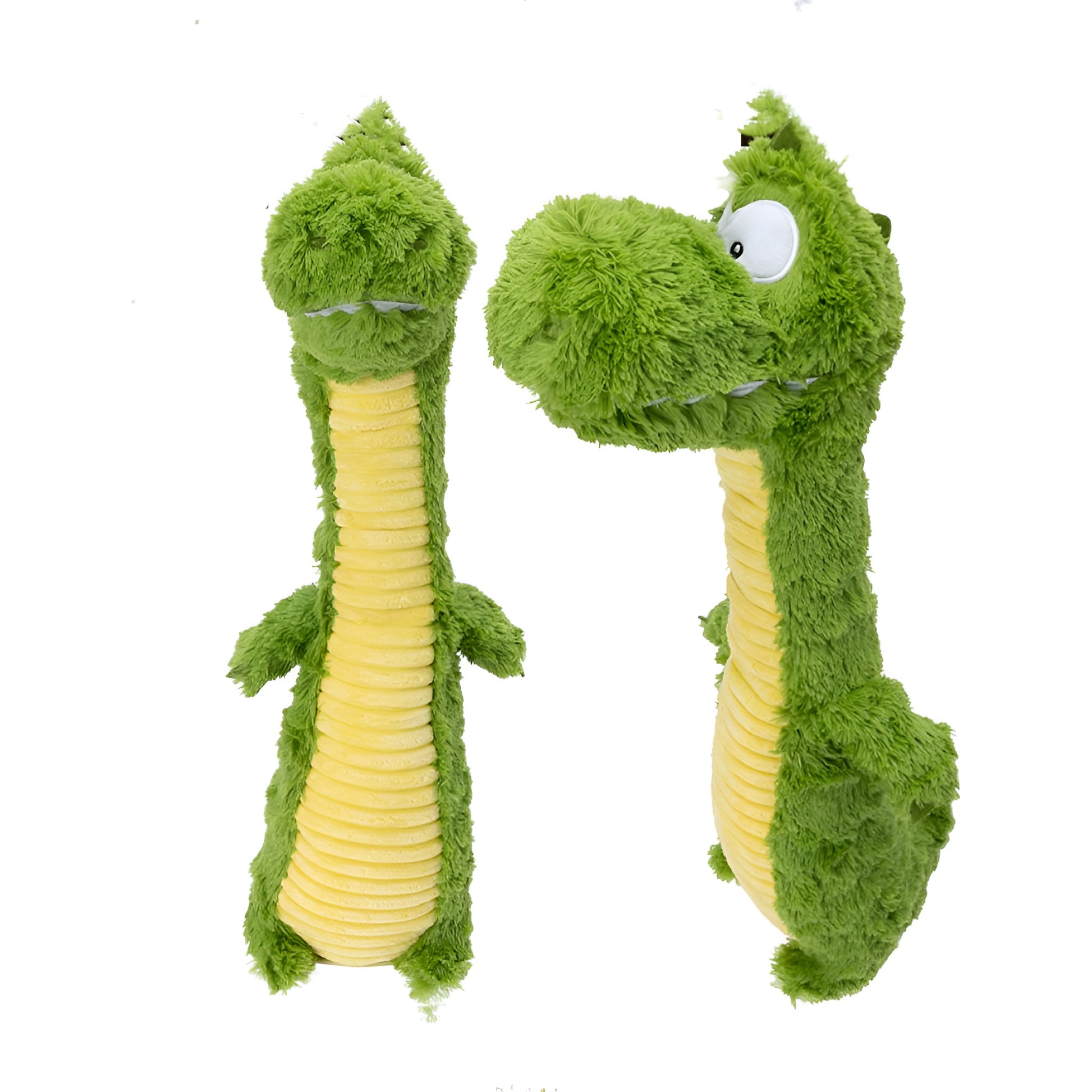 Green Dinosaur Plush Dog Toy – Squeaky, Cuddly & Playful Fun!
