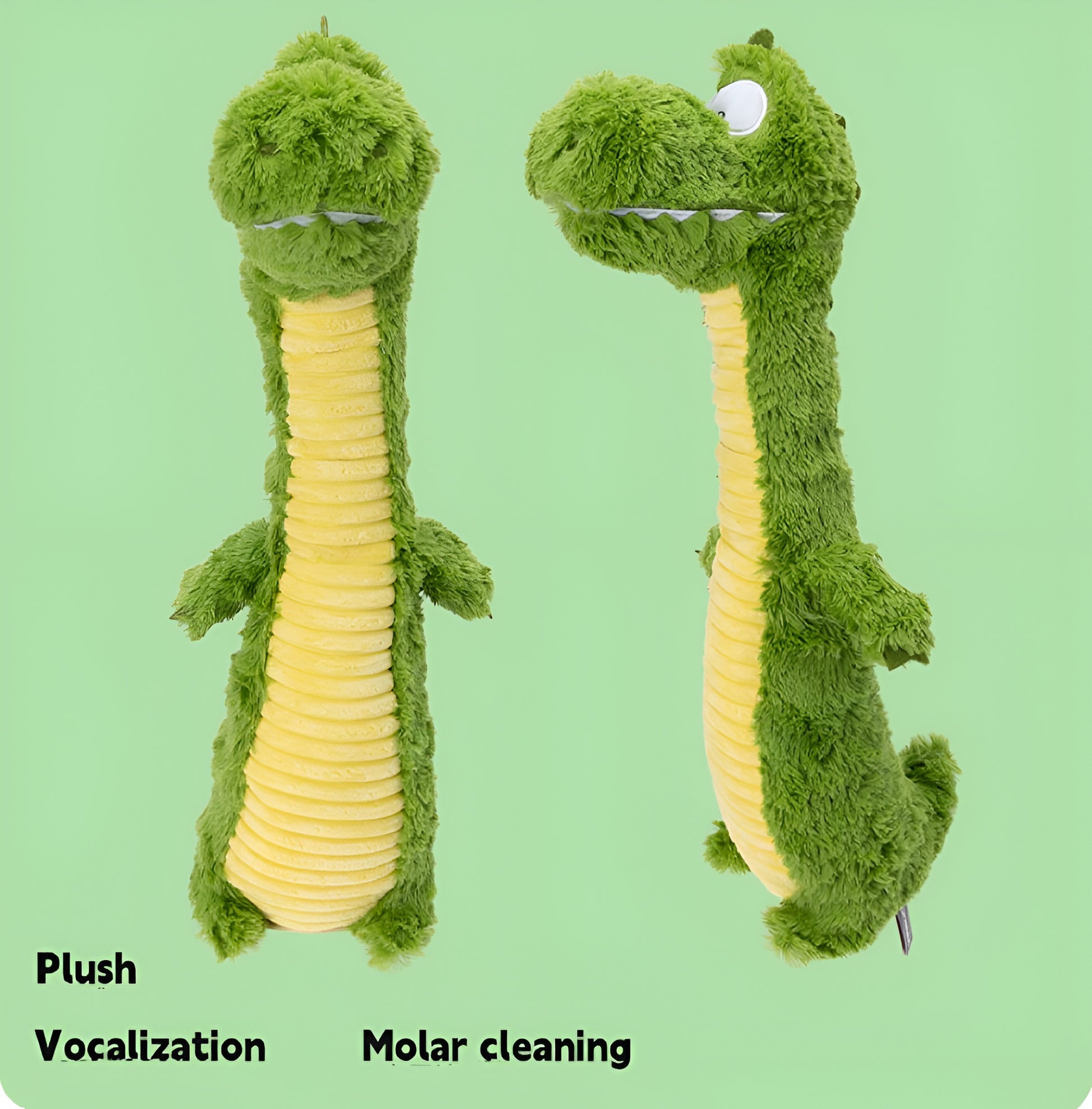 Green Dinosaur Plush Dog Toy – Squeaky, Cuddly & Playful Fun!