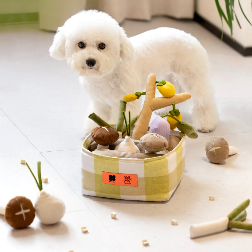 Vegetable Snuffle Toy Set – 6-in-1 Enrichment Basket for Dogs