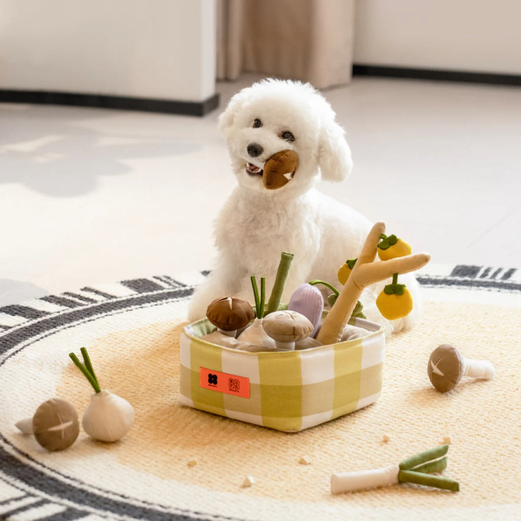 Vegetable Snuffle Toy Set – 6-in-1 Enrichment Basket for Dogs