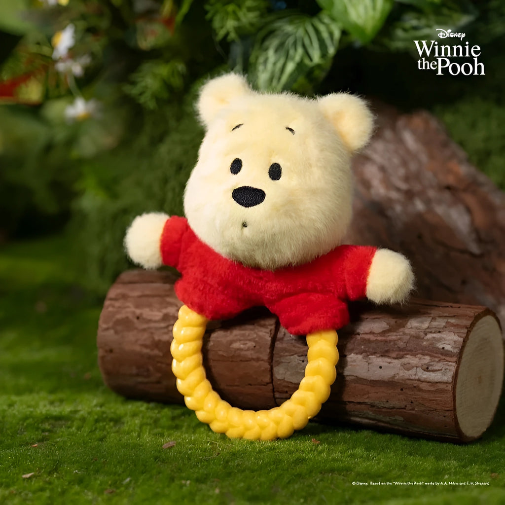 Winnie the Pooh Dog Tug Toy – Plush Chew Ring | Cute Squeaky Pull Toy for Dogs