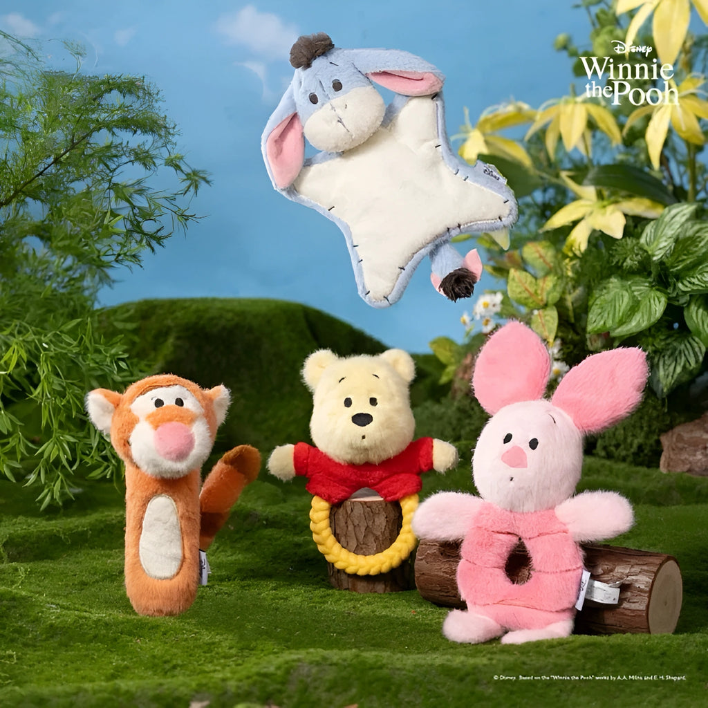 Winnie the Pooh Dog Tug Toy – Plush Chew Ring | Cute Squeaky Pull Toy for Dogs