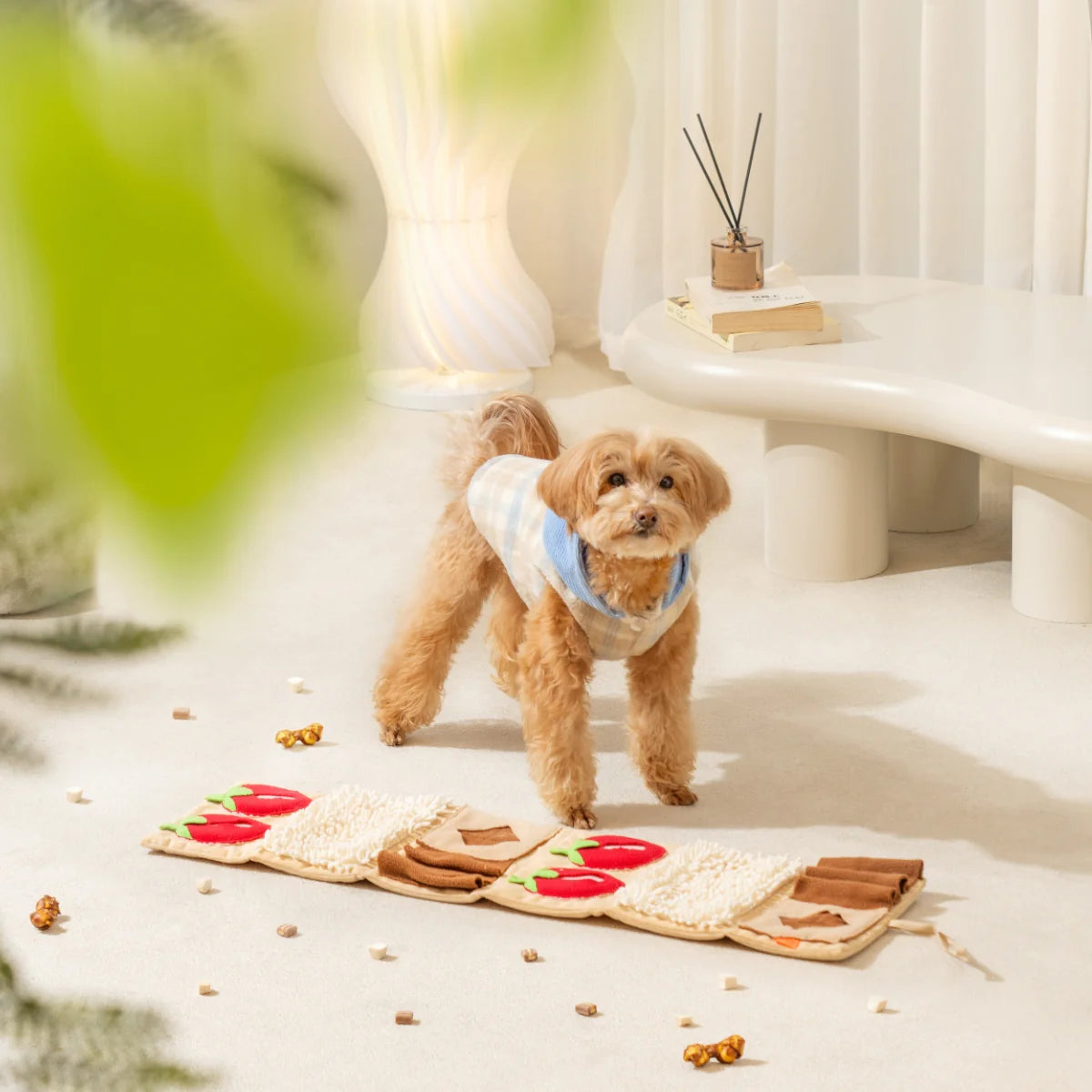 Strawberry Roll-Up Snuffle Mat – Multi-Zone Enrichment Toy